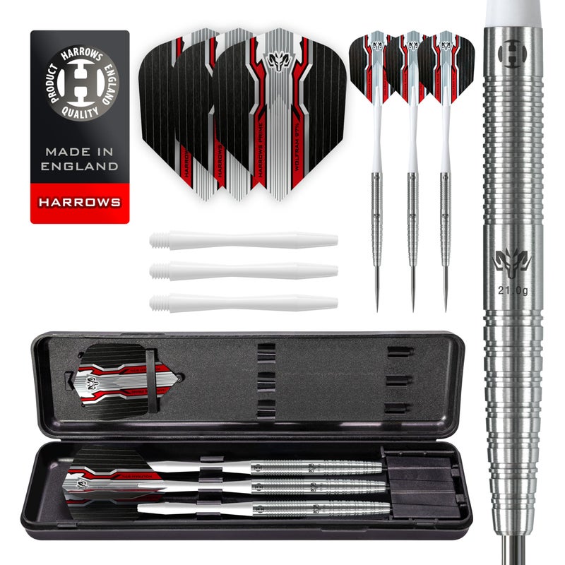 Harrows Wolfram 97% Tungsten Steel Tip Darts Set 21g, 22g, 23g, 24, 25g & 26g - Includes Speedline Shafts, Marathon - Wolfram Flights & Travel Case 21 - Image 1